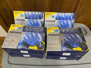 6 Boxes, Brand New Noma Indoor/Outdoor LED Blue Lights (25 Lights per box)