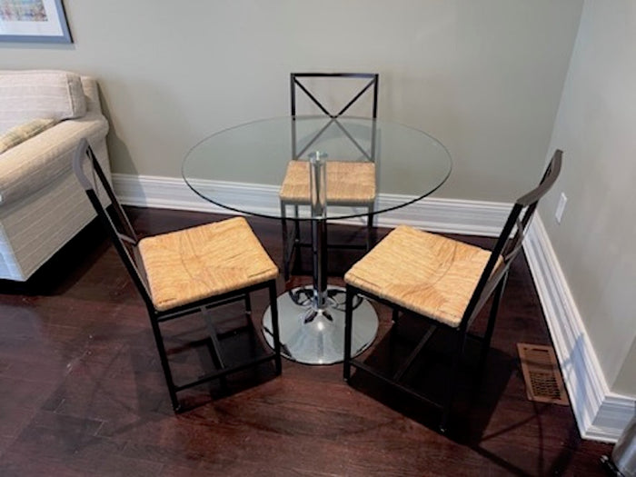 Round Glass Breakfast Table + 3 Ikea Chairs