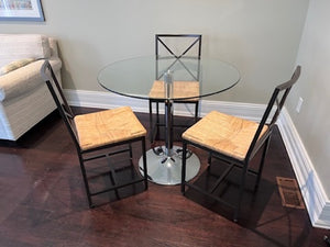 Round Glass Breakfast Table + 3 Ikea Chairs