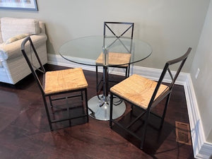 Round Glass Breakfast Table + 3 Ikea Chairs