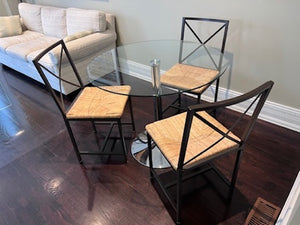 Round Glass Breakfast Table + 3 Ikea Chairs
