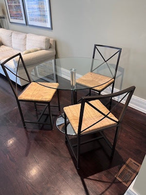 Round Glass Breakfast Table + 3 Ikea Chairs