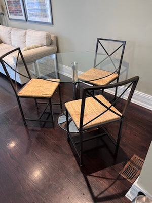 Round Glass Breakfast Table + 3 Ikea Chairs