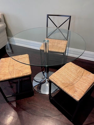 Round Glass Breakfast Table + 3 Ikea Chairs