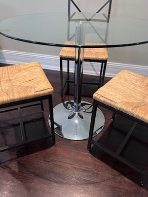 Round Glass Breakfast Table + 3 Ikea Chairs
