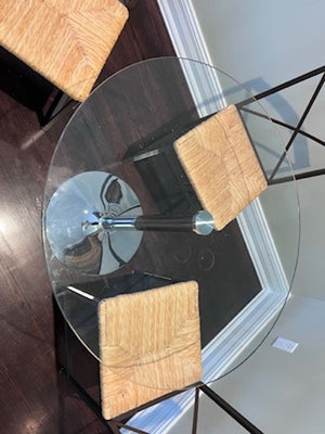Round Glass Breakfast Table + 3 Ikea Chairs