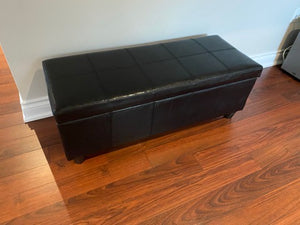 Black Faux Leather Storage Bench