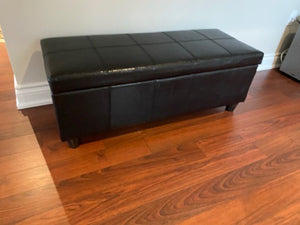 Black Faux Leather Storage Bench