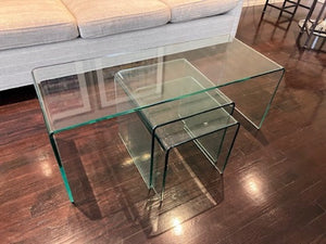 Glass Waterfall Coffee Table + 2 Nesting Tables