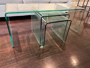 Glass Waterfall Coffee Table + 2 Nesting Tables
