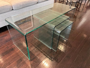 Glass Waterfall Coffee Table + 2 Nesting Tables