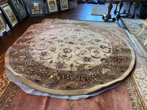 The Imperial Carpet & Home-Round Gold & Brown Brown Hand Made Indian Wool/A.Silk Rug- 8ft