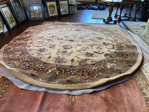 The Imperial Carpet & Home-Round Gold & Brown Brown Hand Made Indian Wool/A.Silk Rug- 8ft