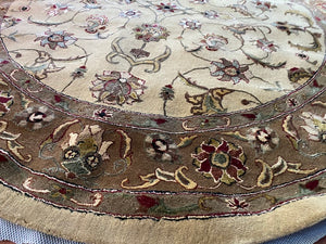 The Imperial Carpet & Home-Round Gold & Brown Brown Hand Made Indian Wool/A.Silk Rug- 8ft