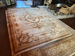 The Imperial Carpet & Home-Renaissance Beige Hand Made Indian Wool/A.Silk Rug- 8ftx11ft