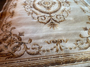 The Imperial Carpet & Home-Renaissance Beige Hand Made Indian Wool/A.Silk Rug- 8ftx11ft