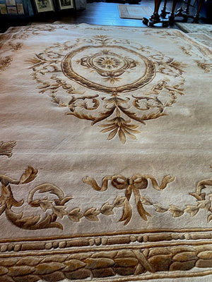 The Imperial Carpet & Home-Renaissance Beige Hand Made Indian Wool/A.Silk Rug- 8ftx11ft