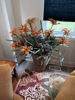 Faux Flowers in Basket