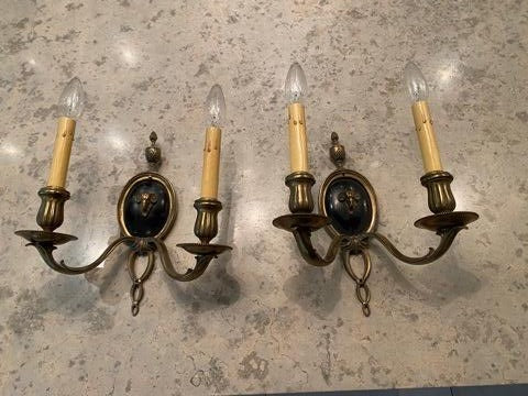 Pair of Antique Brass Wall Sconces