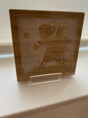 Marble Plaque/Sculpture on Stand "Playtime" by David Bernett