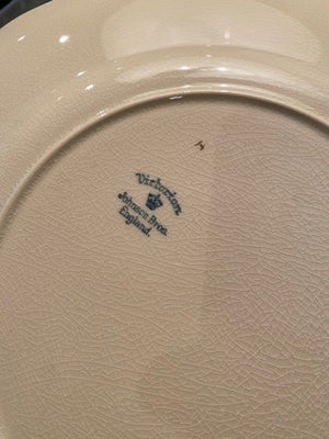 12 Johnson Bros Victorian Floral Plates, Gold Trim