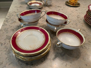 Paragon Fine Bone China , 'Athene 286'- 5 Soup Bowls & Saucers