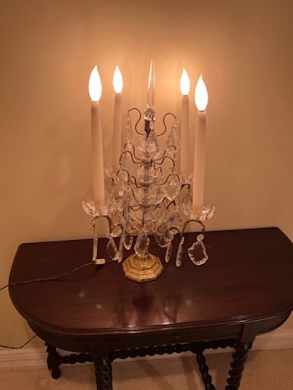 Antique Brass & Crystal Table Lamp