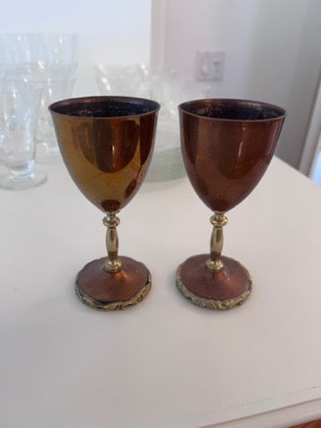 Pair of Copper Wine Glasses