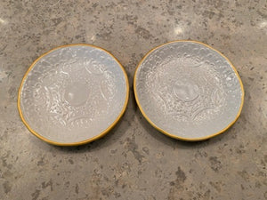 2 Pottery Barn Side Plates- White w/Gold Trim