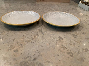 2 Pottery Barn Side Plates- White w/Gold Trim