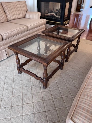 Pair of Wood/Glass Side Tables