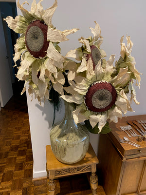 Large Vase with Faux Sunflowers