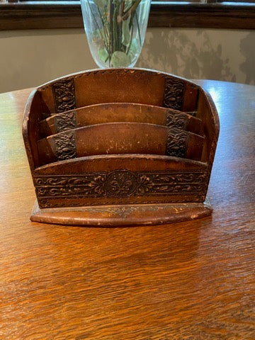 Antique Leather Letter Holder