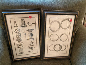 2 Antique Prints- 'Bracelets' & 'Boucles'