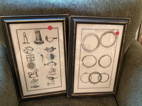 2 Antique Prints- 'Bracelets' & 'Boucles'