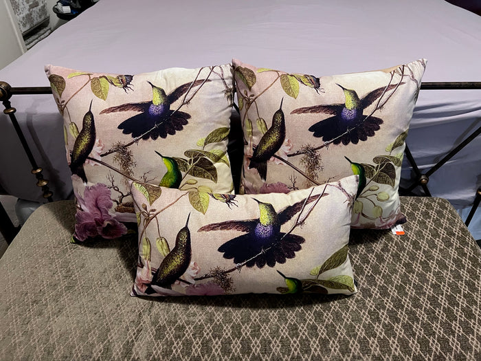 3 Urban Barn Hummingbird Pillows- Retail $75 (BRAND NEW)