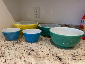 5 Piece Vintage Pyrex Primary Colours Mixing Bowls Lot
