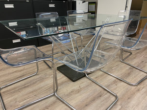 Modern Glass Dining Table + 6 "Tobias" IKEA Chairs