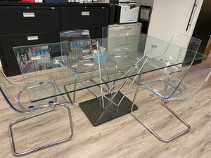 Modern Glass Dining Table + 6 "Tobias" IKEA Chairs