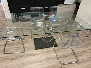 Modern Glass Dining Table + 6 "Tobias" IKEA Chairs