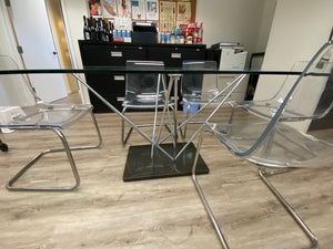 Modern Glass Dining Table + 6 "Tobias" IKEA Chairs