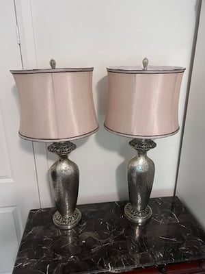 Pair of Tall Silver Table Lamps