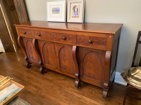 Beautiful Burled Wood Antique Credenza/Sideboard