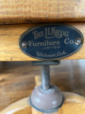 The H. Krug Furniture Co Vintage 1950's Oak Swivel Office Chair