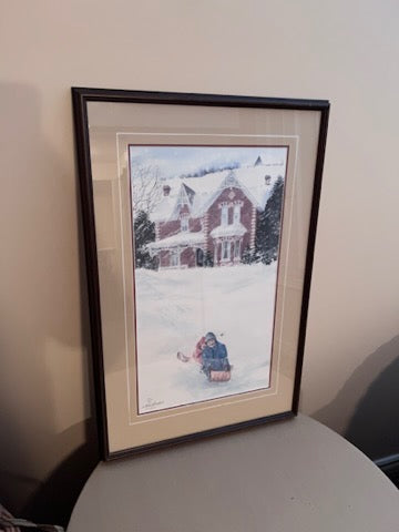Limited Edition Signed Walter Campbell Print- Tobogganing