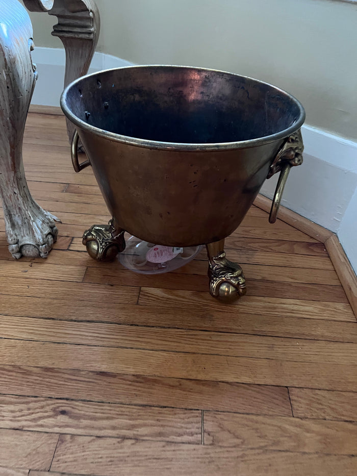 Gold Metal Planter with Ball & Claw Feet