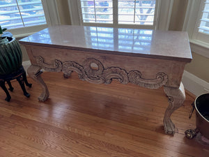 Ornate Marble Top Console Table