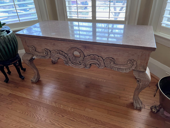 Ornate Marble Top Console Table
