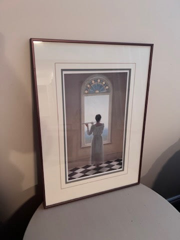 Ren-Wil Framed Print- Girl Playing Flute by Window