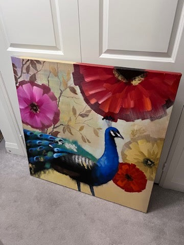 Peacock and Floral Wall Art